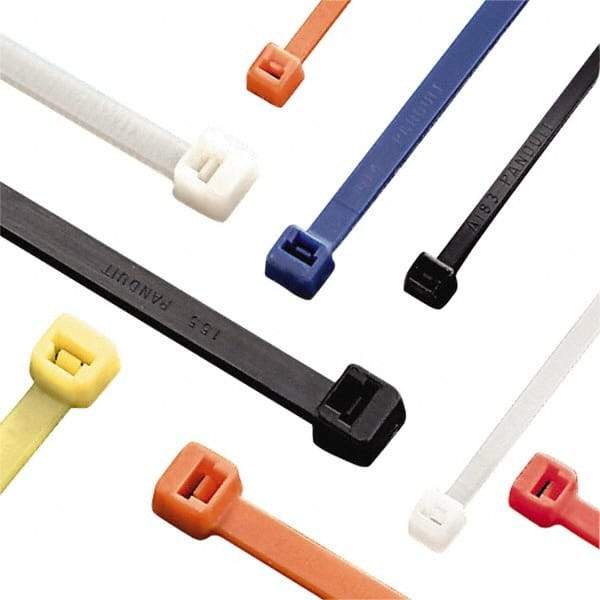 Panduit - 7.4" Long Yellow Nylon Standard Cable Tie - 50 Lb Tensile Strength, 1.3mm Thick, 5" Max Bundle Diam - Makers Industrial Supply