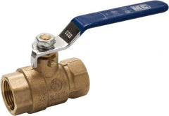 Midwest Control - 1-1/2" Pipe, Full Port, Brass Full Port Ball Valve - 2 Piece, FNPT x FNPT Ends, Vinyl Coated Metal Handle, 600 WOG, 150 WSP - Makers Industrial Supply