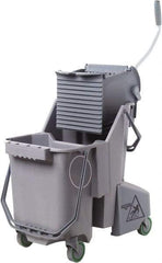 Unger - 32 Qt Plastic Bucket & Wringer - 21" Long x 20" High x 15" Wide, Gray, Aluminum Handle - Makers Industrial Supply