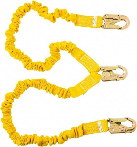 PRO-SAFE - 6' Long, 350 Lb Capacity, 2 Leg Locking Snap Hook Harness Shock Absorbing Lanyard - Polyester Webbing, Locking Snap Hook Anchorage Connection - Makers Industrial Supply