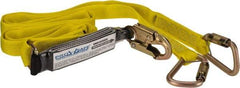 PRO-SAFE - 6' Long, 350 Lb Capacity, 2 Leg Locking Snap Hook Harness Shock Absorbing Lanyard - Polyester Webbing, Locking Snap Hook Anchorage Connection - Makers Industrial Supply