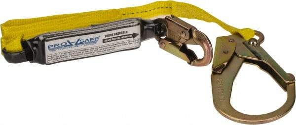 PRO-SAFE - 6' Long, 350 Lb Capacity, 1 Leg Locking Snap Hook Harness Shock Absorbing Lanyard - Polyester Webbing, Locking Rebar Snap Hook Anchorage Connection - Makers Industrial Supply