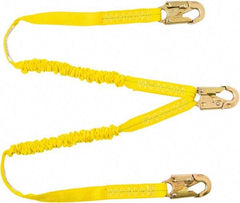 PRO-SAFE - 6' Long, 350 Lb Capacity, 2 Leg Locking Snap Hook Harness Shock Absorbing Lanyard - Polyester Webbing, Locking Snap Hook Anchorage Connection - Makers Industrial Supply