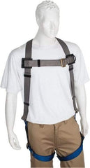 PRO-SAFE - 350 Lb Capacity, Size XXL, Full Body Premium Quick Connect Safety Harness - Polyester, Pass-Thru Leg Strap, Pass-Thru Chest Strap, Gray/Blue - Makers Industrial Supply