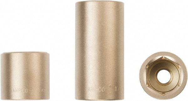 Ampco - 1/2" Drive, Standard Hand Socket - 6 Points, 1-3/16" OAL, Aluminum Bronze - Makers Industrial Supply