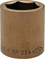 Ampco - 1-1/8", 1/2" Drive, Standard Hand Socket - 6 Points, 1-5/8" OAL, Aluminum Bronze - Makers Industrial Supply