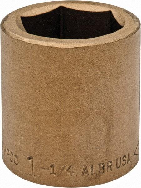 Ampco - 1-1/4", 3/4" Drive, Standard Hand Socket - 6 Points, 2" OAL, Aluminum Bronze - Makers Industrial Supply