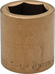 Ampco - 1-1/4", 3/4" Drive, Standard Hand Socket - 6 Points, 2" OAL, Aluminum Bronze - Makers Industrial Supply