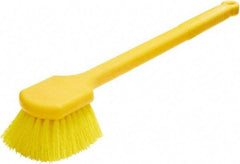 Rubbermaid - 2" Bristle Length, Synthetic Utility Scrub Brush - 20" OAL, Long Handle, Yellow, Plastic Block - Makers Industrial Supply