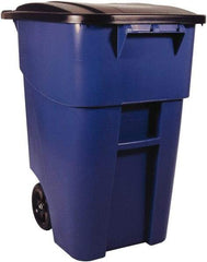 Rubbermaid - 50 Gal Blue Square Trash Can - Polyethylene, 36-1/2" High x 28-1/2" Long x 23.38" Wide - Makers Industrial Supply