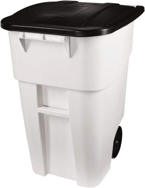 Rubbermaid - 50 Gal White Square Trash Can - Polyethylene, 36-1/2" High x 28-1/2" Long x 23.38" Wide - Makers Industrial Supply