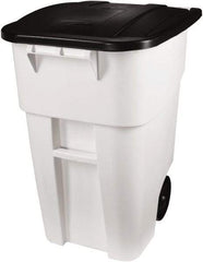 Rubbermaid - 50 Gal White Square Trash Can - Polyethylene, 36-1/2" High x 28-1/2" Long x 23.38" Wide - Makers Industrial Supply