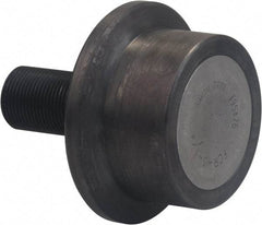 Accurate Bushing - 5" Roller Diam x 3" Width, 2" Stud Diam x 4-1/2" Length, Flanged Load Roller - Carbon Steel, 2-1/2" Thread Length, 2-12 Thread, 7-1/2" OAL, 35,800 Lb Dynamic Cap, 40,000 Lb Static Cap - Makers Industrial Supply