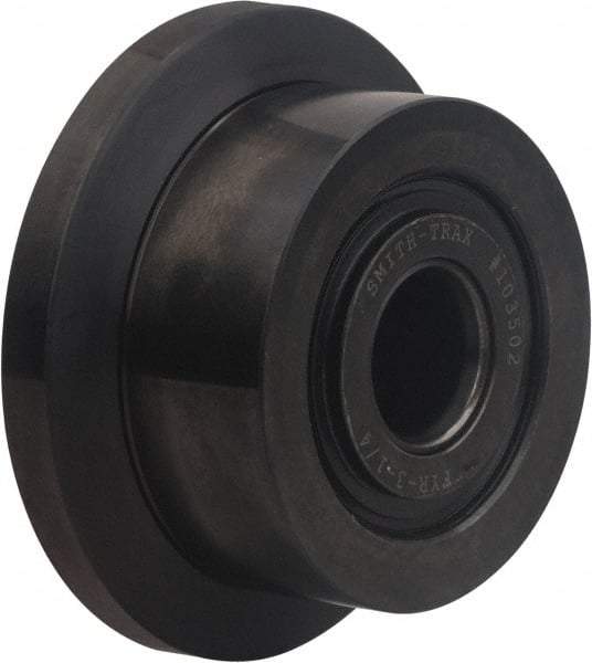 Accurate Bushing - 1" Bore, 3-1/4" Roller Diam x 1-3/4" Roller Width, Carbon Steel Flanged Yoke Roller - 14,300 Lb Dynamic Load Capacity, 1-13/16" Overall Width - Makers Industrial Supply