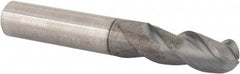 Accupro - 23/64" Diam, 7/8" LOC, 3 Flute Solid Carbide Ball End Mill - nACRo Finish, Single End, 2-1/2" OAL, 3/8" Shank Diam, Spiral Flute - Makers Industrial Supply