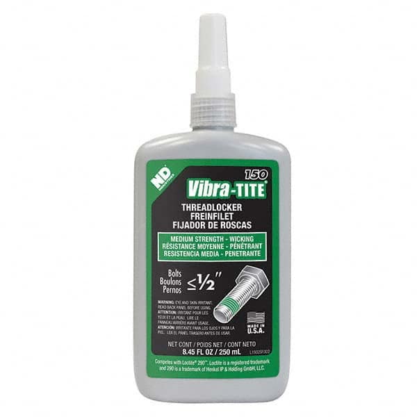 Vibra-Tite - 250 mL Bottle, Green, Medium Strength - Wicking Grade Threadlocker - Makers Industrial Supply