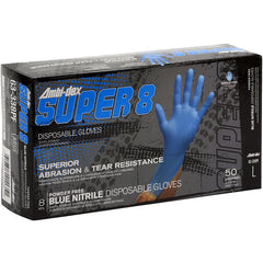 ‎63-338PF/XL Disposable Gloves - Ambi-Dex Super 8 Disposable Nitrile 8 mil Blue - Powder Free - Text Grip - Exact Industrial Supply