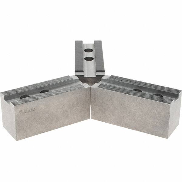 Abbott Workholding Products - 1.5mm x 60° Serrated Attachment, Square Soft Lathe Chuck Jaw - 3 Jaws, Steel, 1.6929" Btw Mount Hole Ctrs, 6-1/2" Long x 2-1/2" Wide x 3" High, 1.0039" Groove, 0.7874" & 20mm Fastener - Makers Industrial Supply