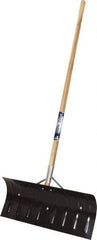 True Temper - 24 Inch Wide Blade x 11 Inch High Blade Pusher Snow Shovel - 45 Inch Long Wood Handle - Makers Industrial Supply