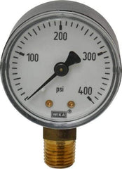 Wika - 2" Dial, 1/4 Thread, 0-400 Scale Range, Pressure Gauge - Lower Connection Mount, Accurate to 3-2-3% of Scale - Makers Industrial Supply