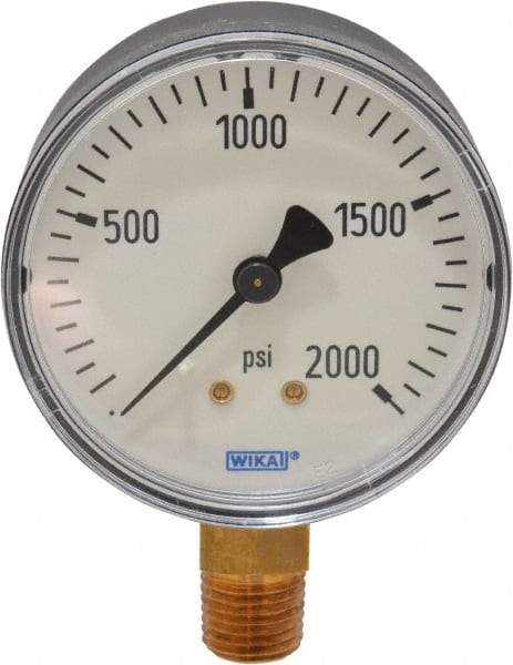 Wika - 2-1/2" Dial, 1/4 Thread, 0-2,000 Scale Range, Pressure Gauge - Lower Connection Mount, Accurate to 3-2-3% of Scale - Makers Industrial Supply