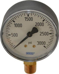 Wika - 2-1/2" Dial, 1/4 Thread, 0-3,000 Scale Range, Pressure Gauge - Lower Connection Mount, Accurate to 3-2-3% of Scale - Makers Industrial Supply