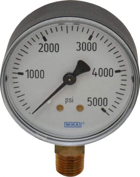 Wika - 2-1/2" Dial, 1/4 Thread, 0-5,000 Scale Range, Pressure Gauge - Lower Connection Mount, Accurate to 3-2-3% of Scale - Makers Industrial Supply