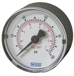 Wika - 3-1/2" Dial, 1/4 Thread, 0-200 Scale Range, Pressure Gauge - U-Clamp Panel Mount, Center Back Connection Mount, Accurate to 3-2-3% of Scale - Makers Industrial Supply