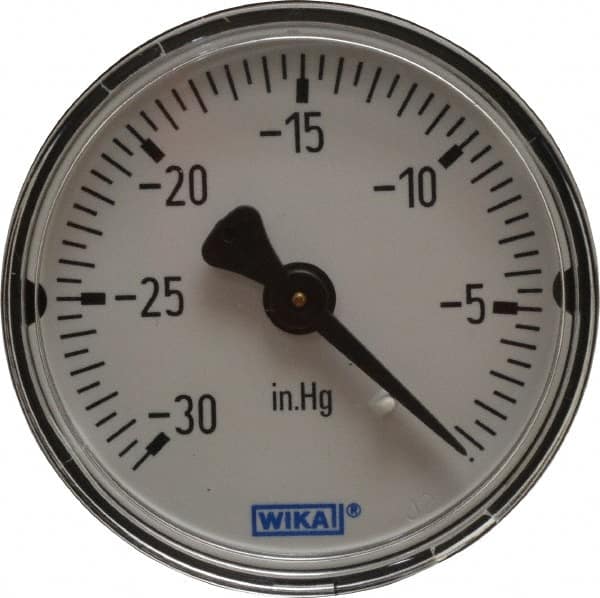 Wika - 2" Dial, 1/4 Thread, 30-0 Scale Range, Pressure Gauge - Center Back Connection Mount, Accurate to 3-2-3% of Scale - Makers Industrial Supply