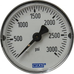 Wika - 2" Dial, 1/4 Thread, 0-3,000 Scale Range, Pressure Gauge - Center Back Connection Mount, Accurate to 3-2-3% of Scale - Makers Industrial Supply