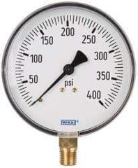 Wika - 4" Dial, 1/4 Thread, 0-400 Scale Range, Pressure Gauge - Lower Connection Mount, Accurate to 3-2-3% of Scale - Makers Industrial Supply