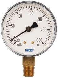 Wika - 2-1/2" Dial, 1/4 Thread, 30-0-300 Scale Range, Pressure Gauge - Lower Connection Mount, Accurate to 3-2-3% of Scale - Makers Industrial Supply