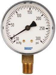 Wika - 2-1/2" Dial, 1/4 Thread, 30-0-300 Scale Range, Pressure Gauge - Lower Connection Mount, Accurate to 3-2-3% of Scale - Makers Industrial Supply