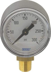 Wika - 1-1/2" Dial, 1/8 Thread, 0-300 Scale Range, Pressure Gauge - Lower Connection Mount, Accurate to 3-2-3% of Scale - Makers Industrial Supply