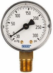 Wika - 2" Dial, 1/4 Thread, 30-0-300 Scale Range, Pressure Gauge - Lower Connection Mount, Accurate to 3-2-3% of Scale - Makers Industrial Supply