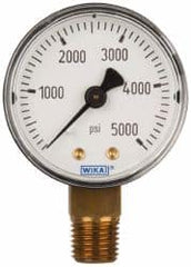 Wika - 2" Dial, 1/4 Thread, 0-5,000 Scale Range, Pressure Gauge - Lower Connection Mount, Accurate to 3-2-3% of Scale - Makers Industrial Supply