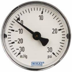 Wika - 2" Dial, 1/4 Thread, 30-0-30 Scale Range, Pressure Gauge - Center Back Connection Mount, Accurate to 3-2-3% of Scale - Makers Industrial Supply