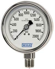 Wika - 2-1/2" Dial, 1/4 Thread, 0-15 Scale Range, Pressure Gauge - Center Back Connection Mount, Accurate to 2-1-2% of Scale - Makers Industrial Supply