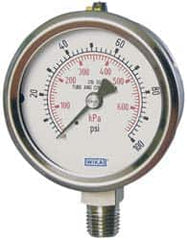 Wika - 2-1/2" Dial, 1/4 Thread, 0-30 Scale Range, Pressure Gauge - Lower Connection Mount, Accurate to 2-1-2% of Scale - Makers Industrial Supply