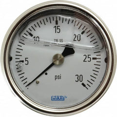 Wika - 2-1/2" Dial, 1/4 Thread, 0-30 Scale Range, Pressure Gauge - Center Back Connection Mount, Accurate to 2-1-2% of Scale - Makers Industrial Supply