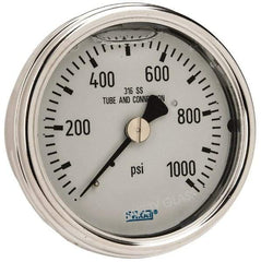 Wika - 2-1/2" Dial, 1/4 Thread, 0-1,000 Scale Range, Pressure Gauge - Center Back Connection Mount, Accurate to 2-1-2% of Scale - Makers Industrial Supply