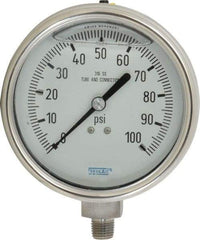 Wika - 4" Dial, 1/4 Thread, 0-100 Scale Range, Pressure Gauge - Lower Connection Mount, Accurate to 1% of Scale - Makers Industrial Supply