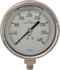 Wika - 4" Dial, 1/4 Thread, 0-400 Scale Range, Pressure Gauge - Lower Connection Mount, Accurate to 1% of Scale - Makers Industrial Supply