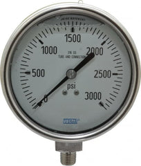 Wika - 4" Dial, 1/4 Thread, 0-3,000 Scale Range, Pressure Gauge - Lower Connection Mount, Accurate to 1% of Scale - Makers Industrial Supply