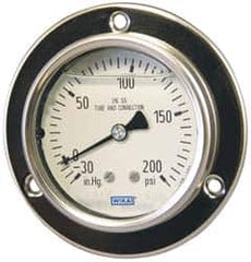 Wika - 2-1/2" Dial, 1/4 Thread, 30-0-15 Scale Range, Pressure Gauge - Lower Back Connection Mount, Accurate to 2-1-2% of Scale - Makers Industrial Supply