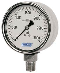 Wika - 2-1/2" Dial, 1/4 Thread, 0-2,000 Scale Range, Pressure Gauge - Lower Back Connection Mount, Accurate to 2-1-2% of Scale - Makers Industrial Supply