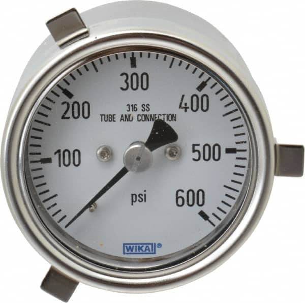 Wika - 2-1/2" Dial, 1/4 Thread, 0-600 Scale Range, Pressure Gauge - Lower Back Connection Mount, Accurate to 2-1-2% of Scale - Makers Industrial Supply