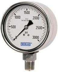 Wika - 2-1/2" Dial, 1/4 Thread, 30-0-15 Scale Range, Pressure Gauge - Lower Connection Mount, Accurate to 2-1-2% of Scale - Makers Industrial Supply