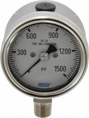 Wika - 2-1/2" Dial, 1/4 Thread, 0-1,500 Scale Range, Pressure Gauge - Lower Connection Mount, Accurate to 2-1-2% of Scale - Makers Industrial Supply