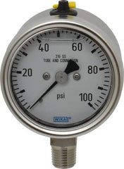 Wika - 2-1/2" Dial, 1/4 Thread, 100 Scale Range, Pressure Gauge - Lower Connection Mount, Accurate to 2-1-2% of Scale - Makers Industrial Supply